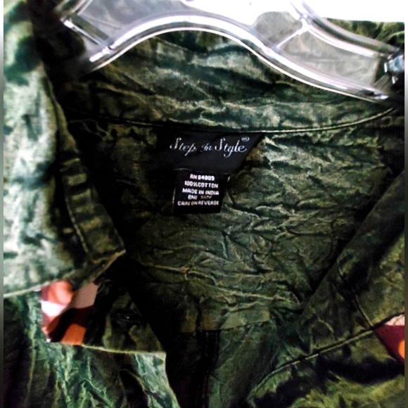 Acid-Wash Olive green swing jacket/dress - Picture 4 of 16